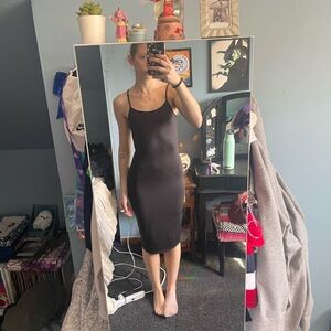 Black Ribbed Bodycon Midi Dress Amazon